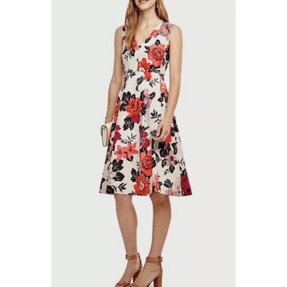 Ann Taylor Sundrenched Floral Flare Dress Womens 10 Garden Party Summer Wedding